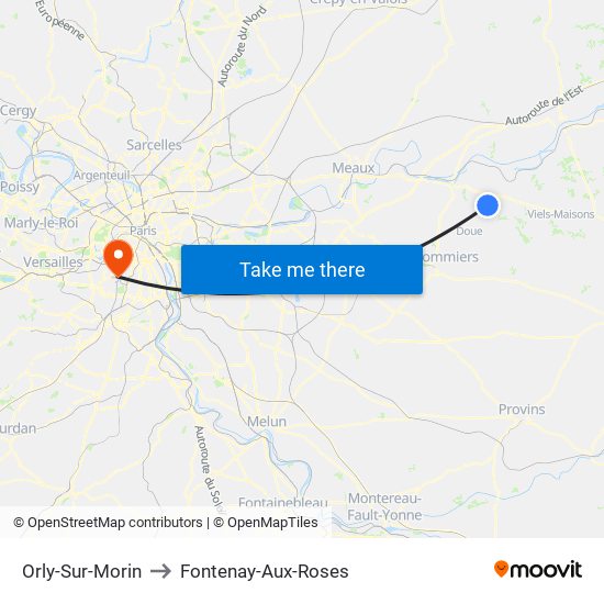 Orly-Sur-Morin to Fontenay-Aux-Roses map
