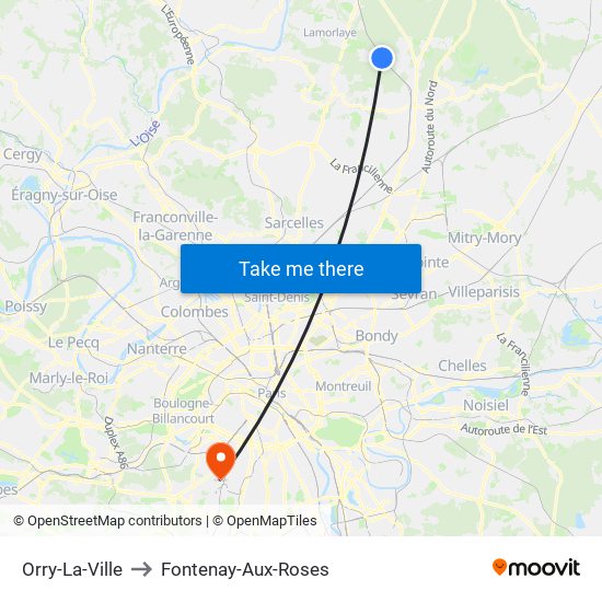 Orry-La-Ville to Fontenay-Aux-Roses map