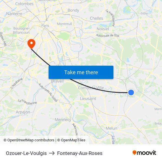 Ozouer-Le-Voulgis to Fontenay-Aux-Roses map
