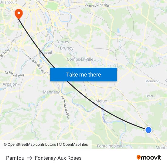 Pamfou to Fontenay-Aux-Roses map