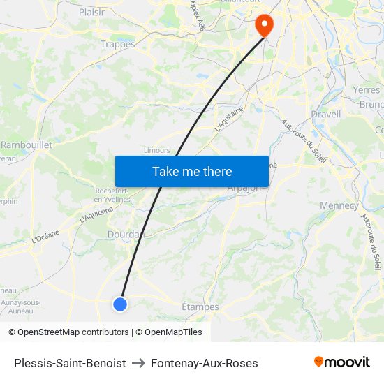 Plessis-Saint-Benoist to Fontenay-Aux-Roses map