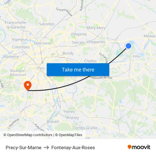 Precy-Sur-Marne to Fontenay-Aux-Roses map