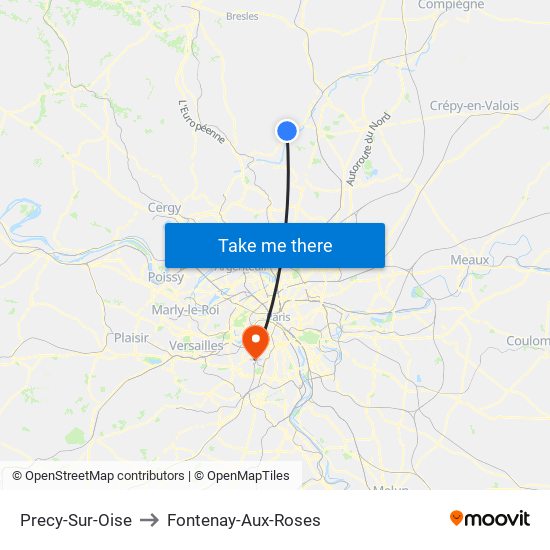 Precy-Sur-Oise to Fontenay-Aux-Roses map