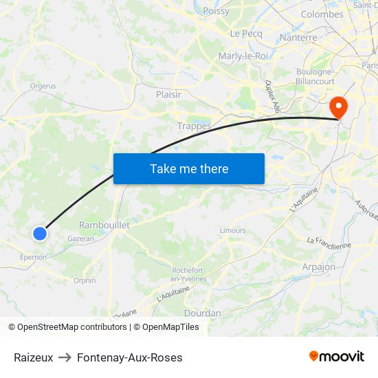 Raizeux to Fontenay-Aux-Roses map