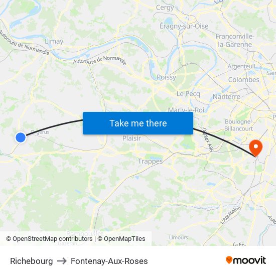 Richebourg to Fontenay-Aux-Roses map