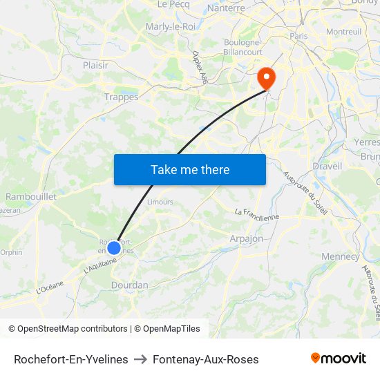 Rochefort-En-Yvelines to Fontenay-Aux-Roses map