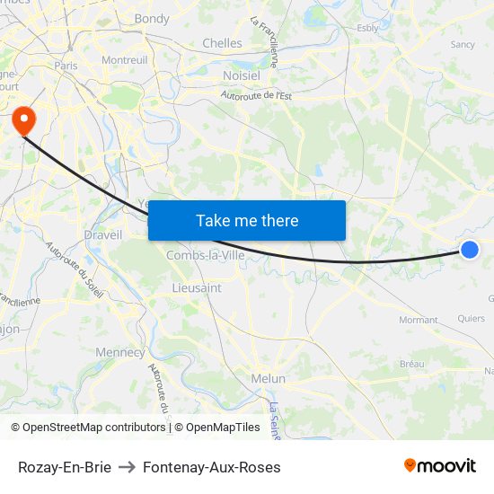 Rozay-En-Brie to Fontenay-Aux-Roses map