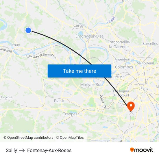 Sailly to Fontenay-Aux-Roses map