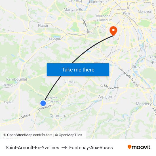 Saint-Arnoult-En-Yvelines to Fontenay-Aux-Roses map