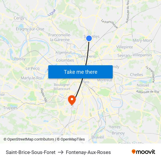 Saint-Brice-Sous-Foret to Fontenay-Aux-Roses map