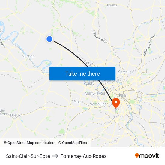 Saint-Clair-Sur-Epte to Fontenay-Aux-Roses map