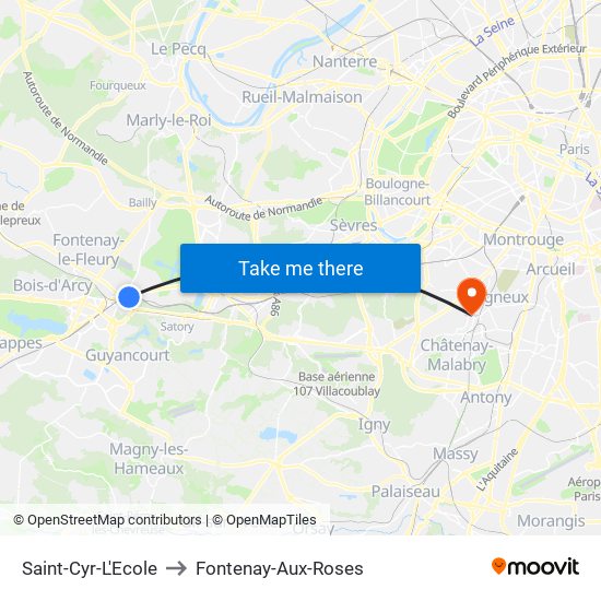 Saint-Cyr-L'Ecole to Fontenay-Aux-Roses map