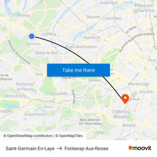 Saint-Germain-En-Laye to Fontenay-Aux-Roses map