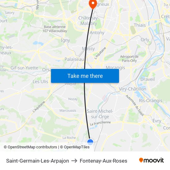 Saint-Germain-Les-Arpajon to Fontenay-Aux-Roses map