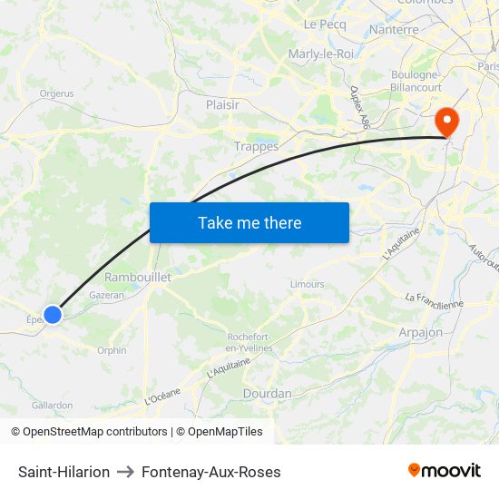 Saint-Hilarion to Fontenay-Aux-Roses map