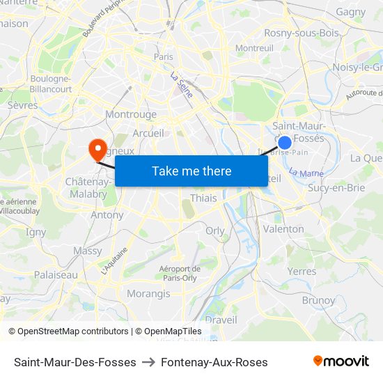 Saint-Maur-Des-Fosses to Fontenay-Aux-Roses map