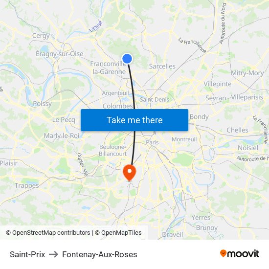 Saint-Prix to Fontenay-Aux-Roses map