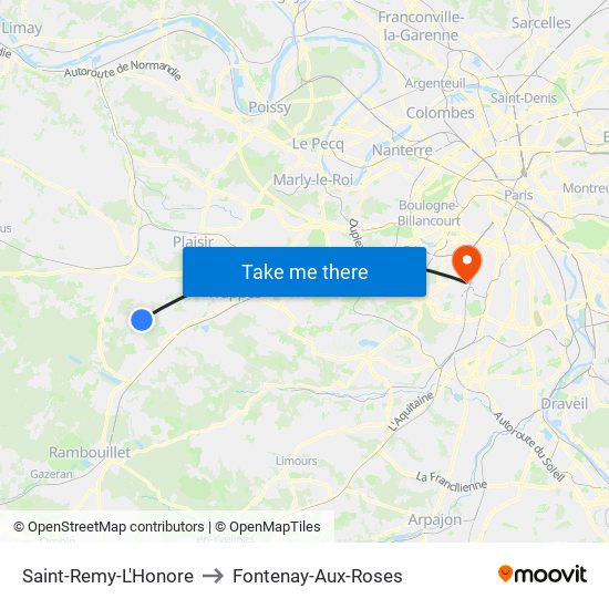 Saint-Remy-L'Honore to Fontenay-Aux-Roses map
