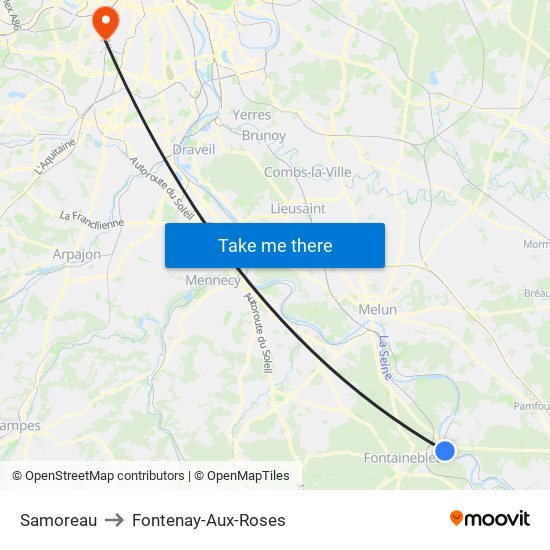 Samoreau to Fontenay-Aux-Roses map