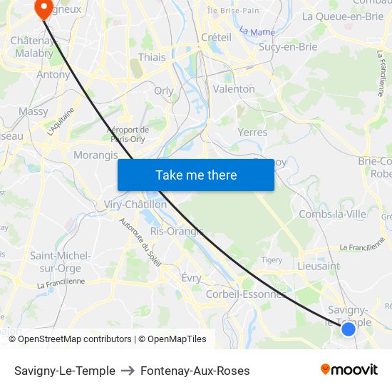 Savigny-Le-Temple to Fontenay-Aux-Roses map