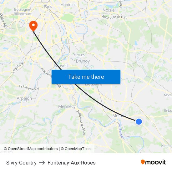 Sivry-Courtry to Fontenay-Aux-Roses map