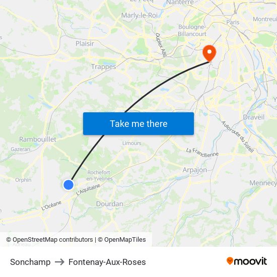 Sonchamp to Fontenay-Aux-Roses map