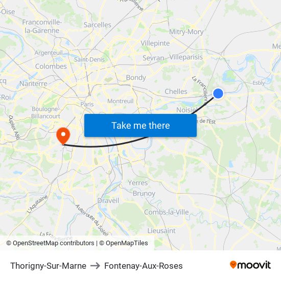 Thorigny-Sur-Marne to Fontenay-Aux-Roses map