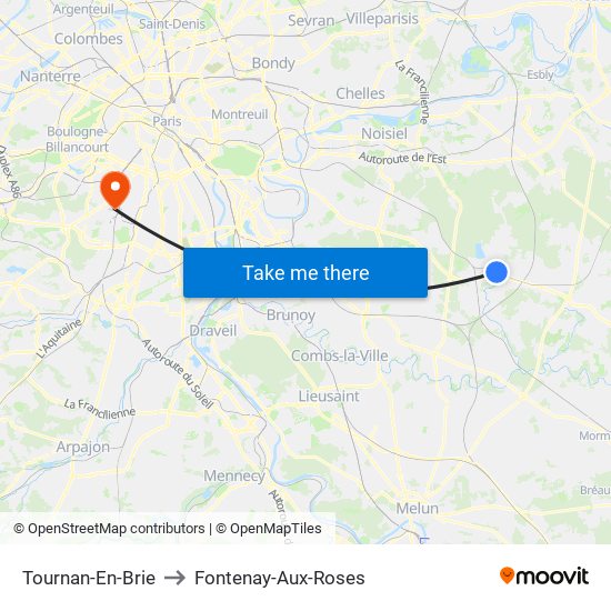 Tournan-En-Brie to Fontenay-Aux-Roses map