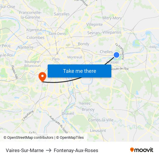 Vaires-Sur-Marne to Fontenay-Aux-Roses map