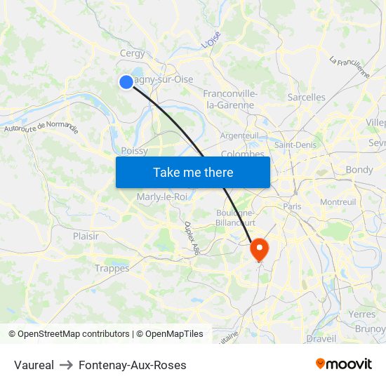 Vaureal to Fontenay-Aux-Roses map