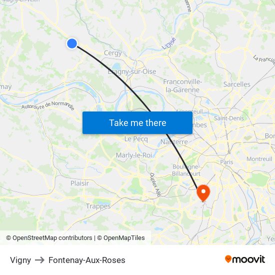 Vigny to Fontenay-Aux-Roses map