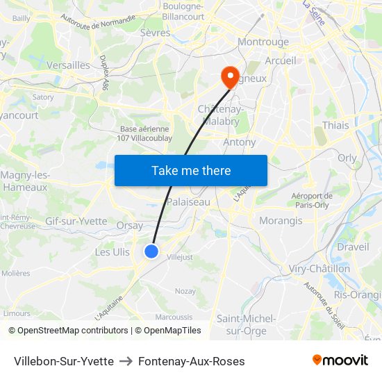 Villebon-Sur-Yvette to Fontenay-Aux-Roses map