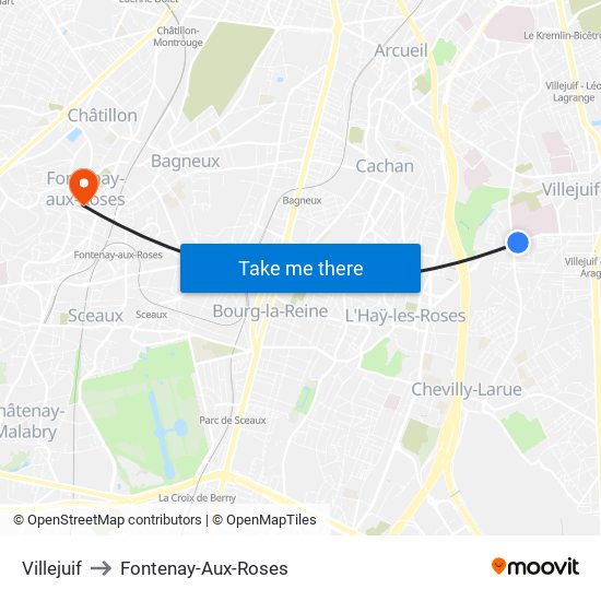 Villejuif to Fontenay-Aux-Roses map