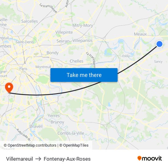 Villemareuil to Fontenay-Aux-Roses map