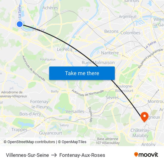 Villennes-Sur-Seine to Fontenay-Aux-Roses map