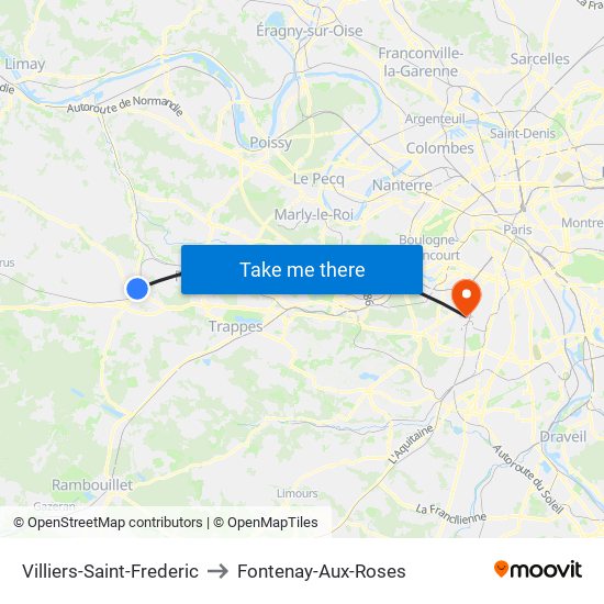 Villiers-Saint-Frederic to Fontenay-Aux-Roses map