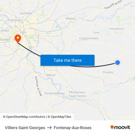 Villiers-Saint-Georges to Fontenay-Aux-Roses map