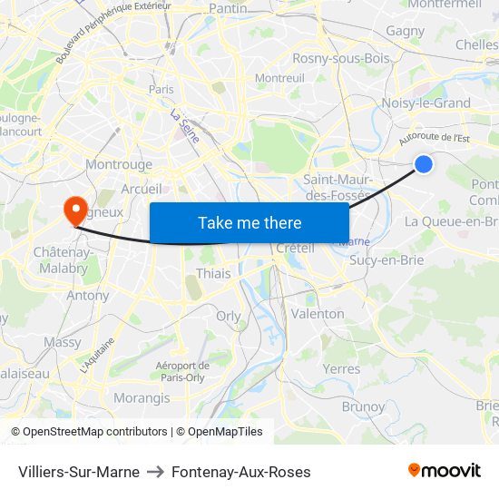 Villiers-Sur-Marne to Fontenay-Aux-Roses map