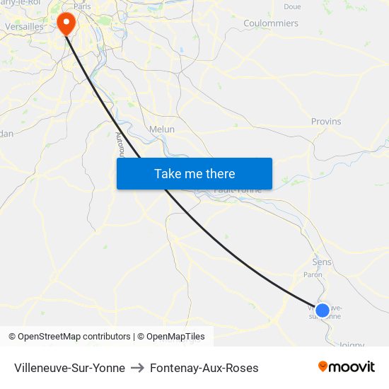 Villeneuve-Sur-Yonne to Fontenay-Aux-Roses map