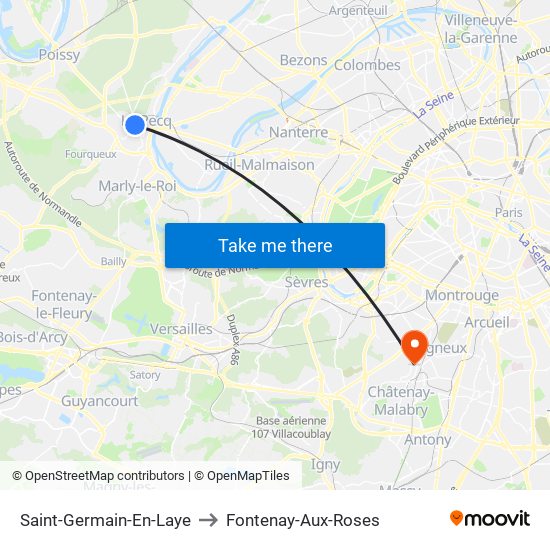 Saint-Germain-En-Laye to Fontenay-Aux-Roses map