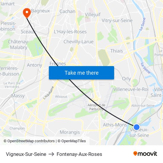 Vigneux-Sur-Seine to Fontenay-Aux-Roses map