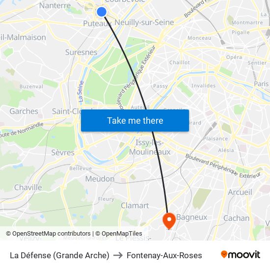 La Défense (Grande Arche) to Fontenay-Aux-Roses map