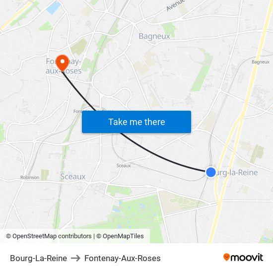 Bourg-La-Reine to Fontenay-Aux-Roses map