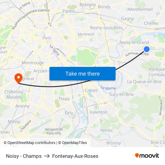 Noisy - Champs to Fontenay-Aux-Roses map