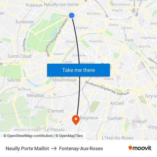 Neuilly Porte Maillot to Fontenay-Aux-Roses map