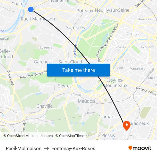 Rueil-Malmaison to Fontenay-Aux-Roses map