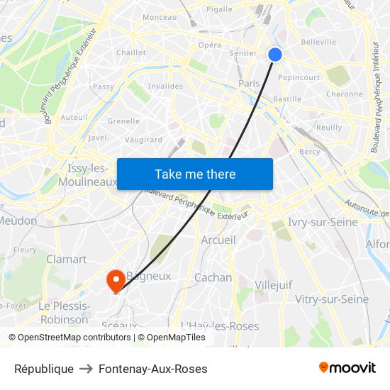 République to Fontenay-Aux-Roses map