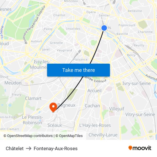 Châtelet to Fontenay-Aux-Roses map