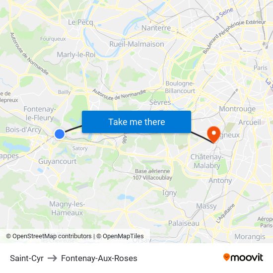 Saint-Cyr to Fontenay-Aux-Roses map