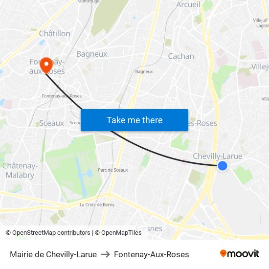 Mairie de Chevilly-Larue to Fontenay-Aux-Roses map